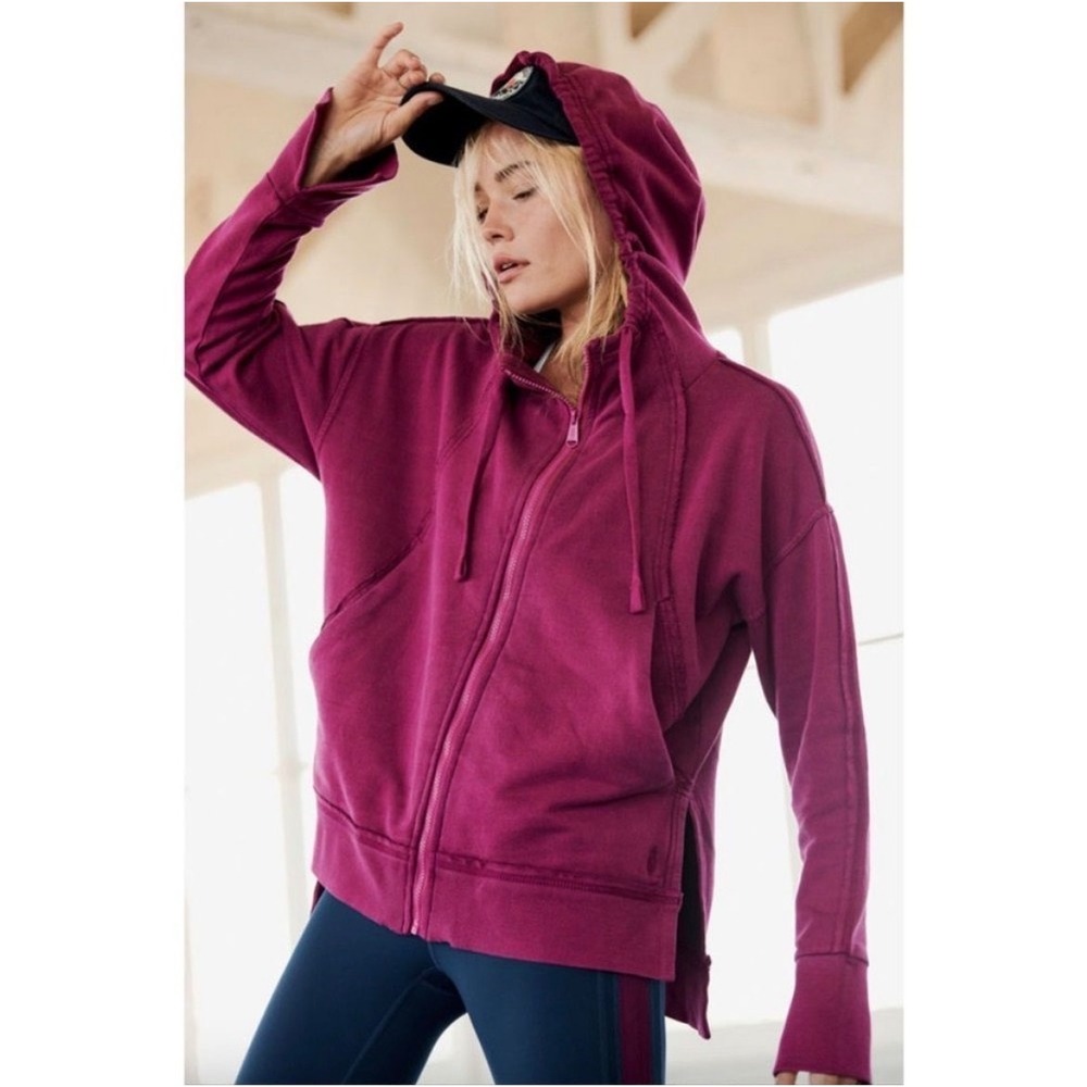 Free People‎ Movement Only One Hoodie in Magenta Size Medium Athleisure Casual